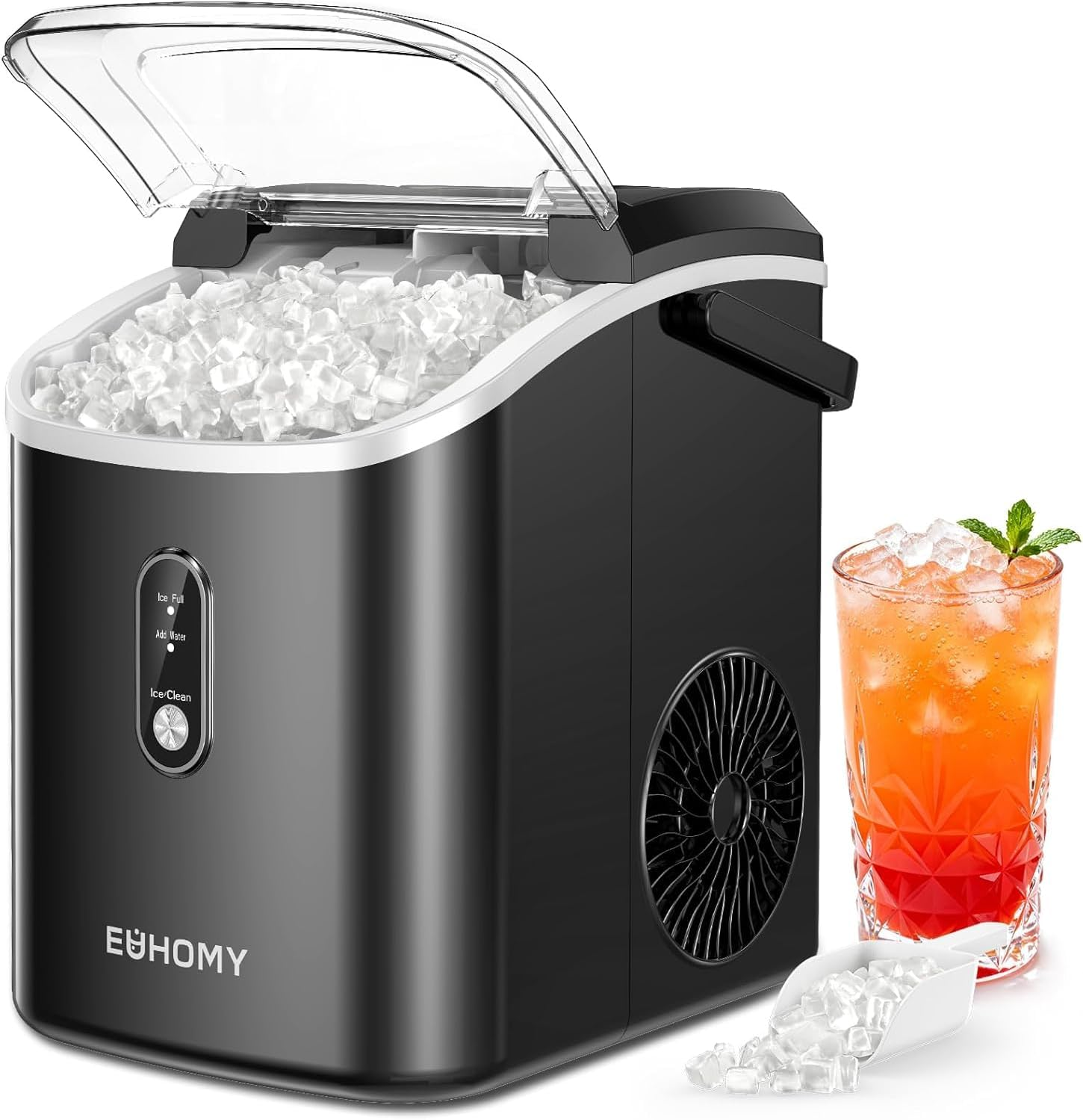 Countertop Nugget Ice Maker | 34lbs/Day, Auto-Cleaning with Scoop & Basket